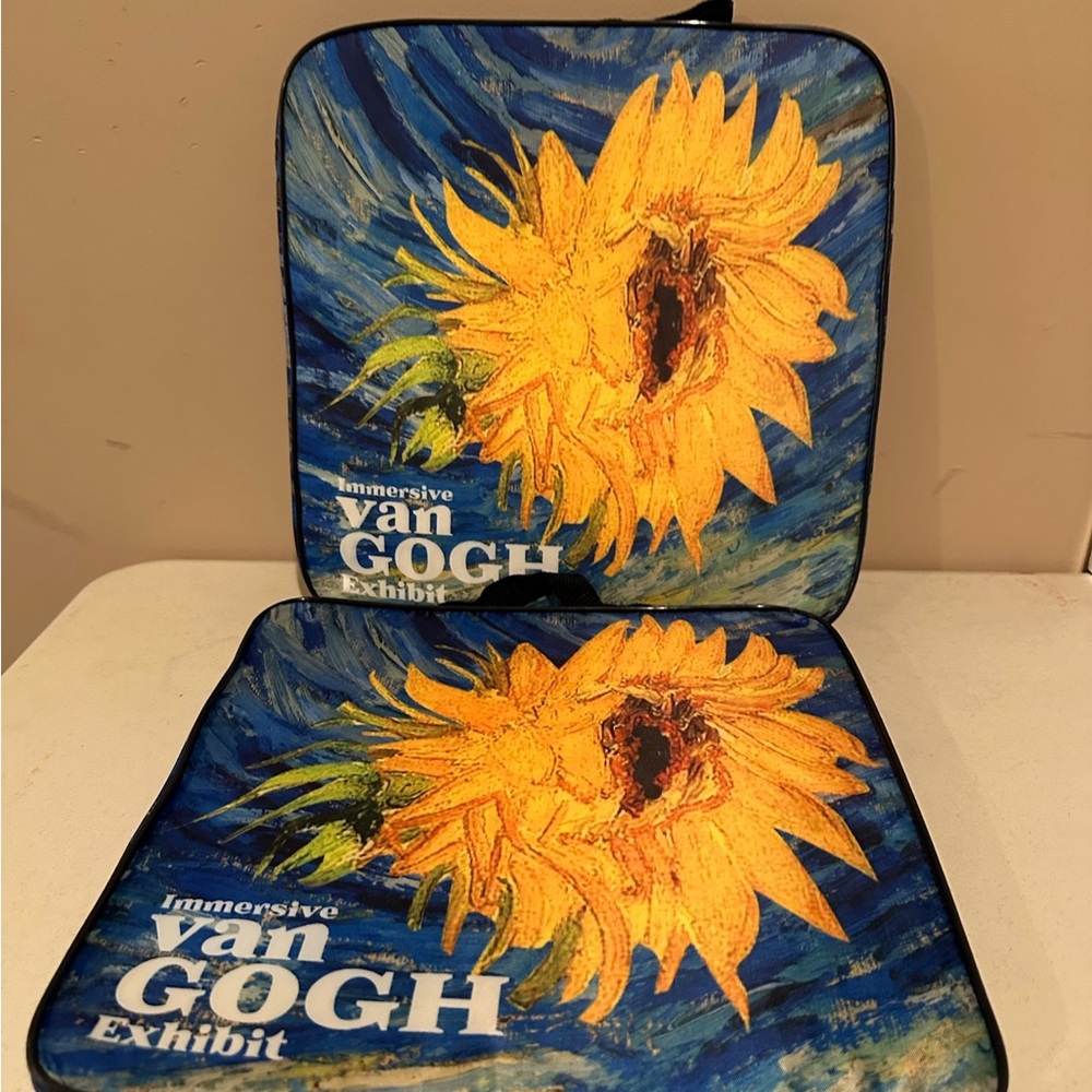 Van Gogh Sunflower Chair Cushion Set - Blue and Yellow